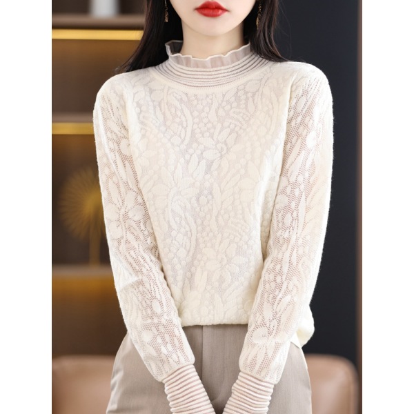 niche lace mesh bottoming shirt 62