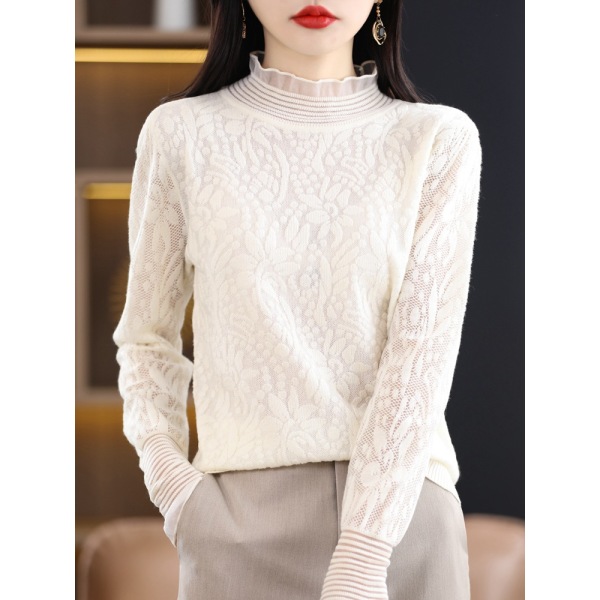 niche lace mesh bottoming shirt 62