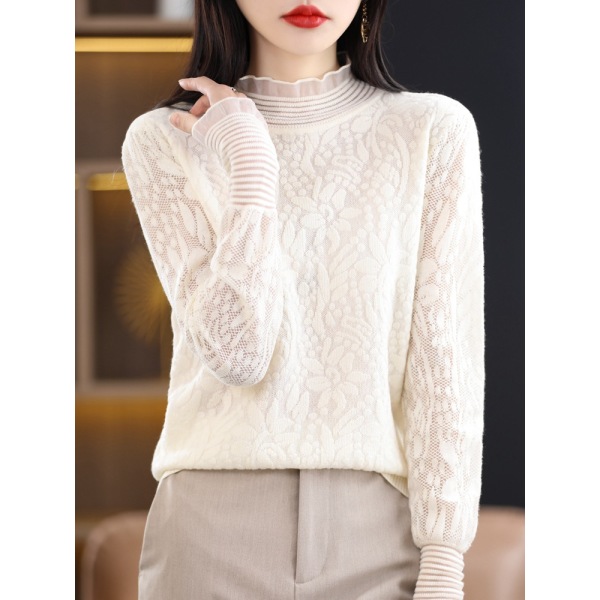 niche lace mesh bottoming shirt 62