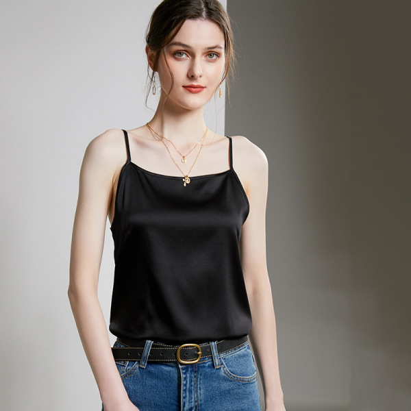 Off-neck silk-satin camisole 127