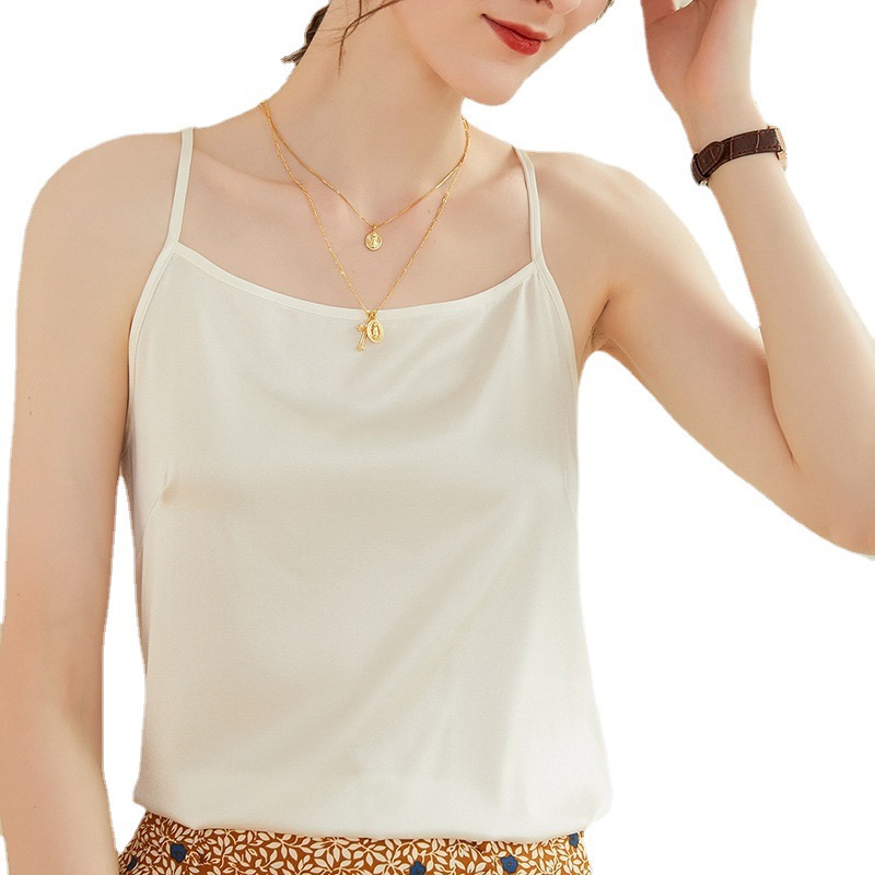 Off-neck silk-satin camisole 127