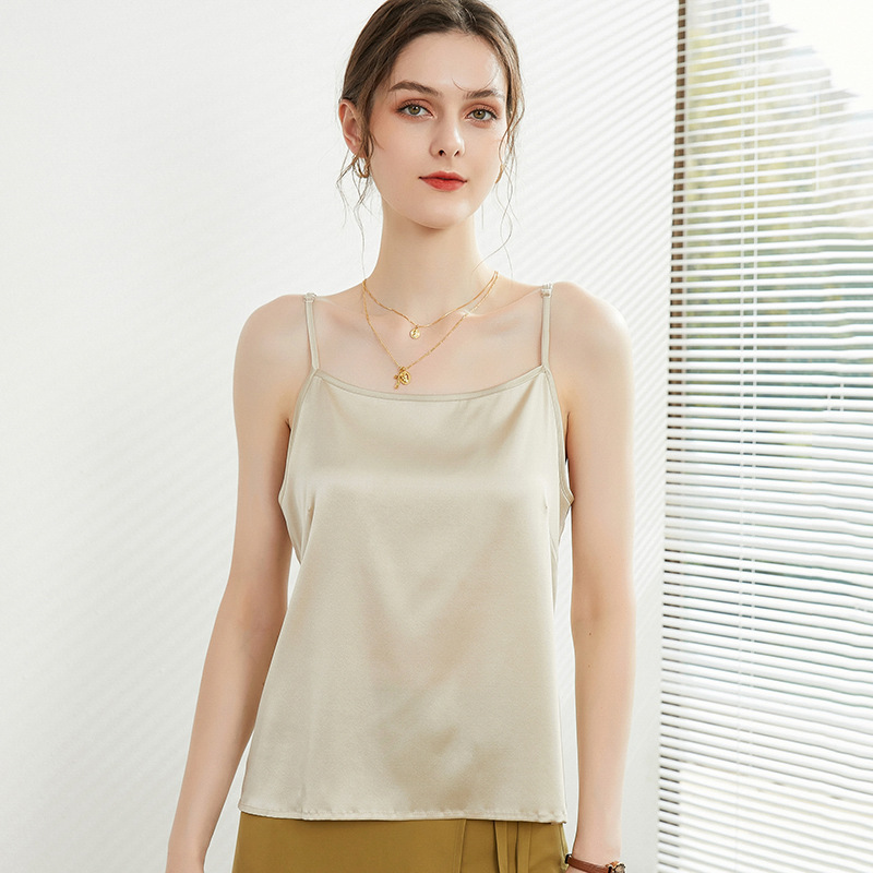 Off-neck silk-satin camisole 127