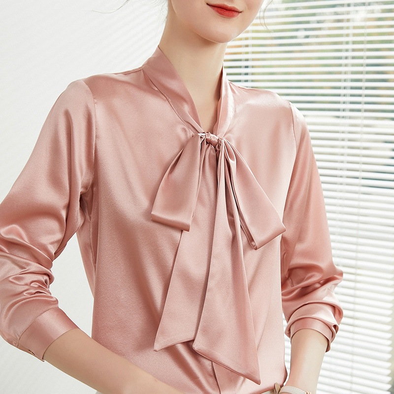 Ribbon long-sleeved workplace bowknot new drape coat 128