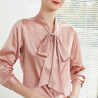 Ribbon long-sleeved workplace bowknot new drape coat 128