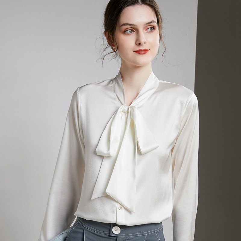 Ribbon long-sleeved workplace bowknot new drape coat 128