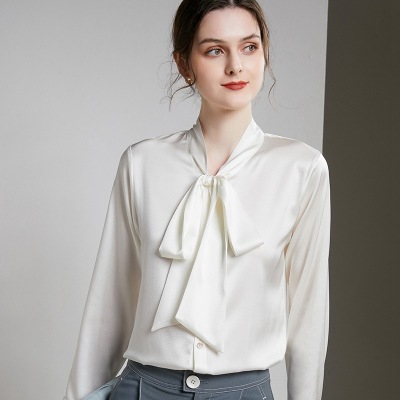 Ribbon long-sleeved workplace bowknot new drape coat 128