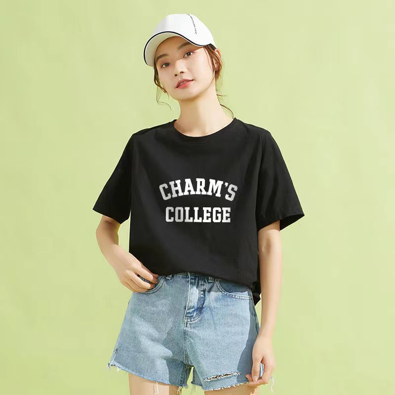 round neck loose t-shirt thin bottoming top western style 149