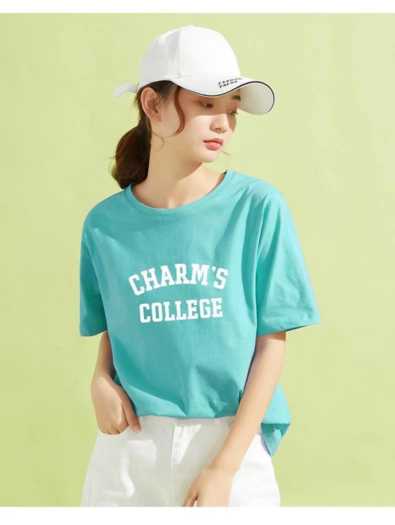 round neck loose t-shirt thin bottoming top western style 149