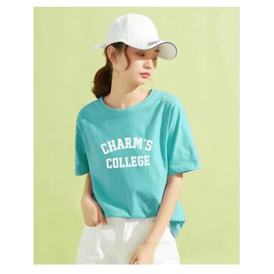 round neck loose t-shirt thin bottoming top western style 149