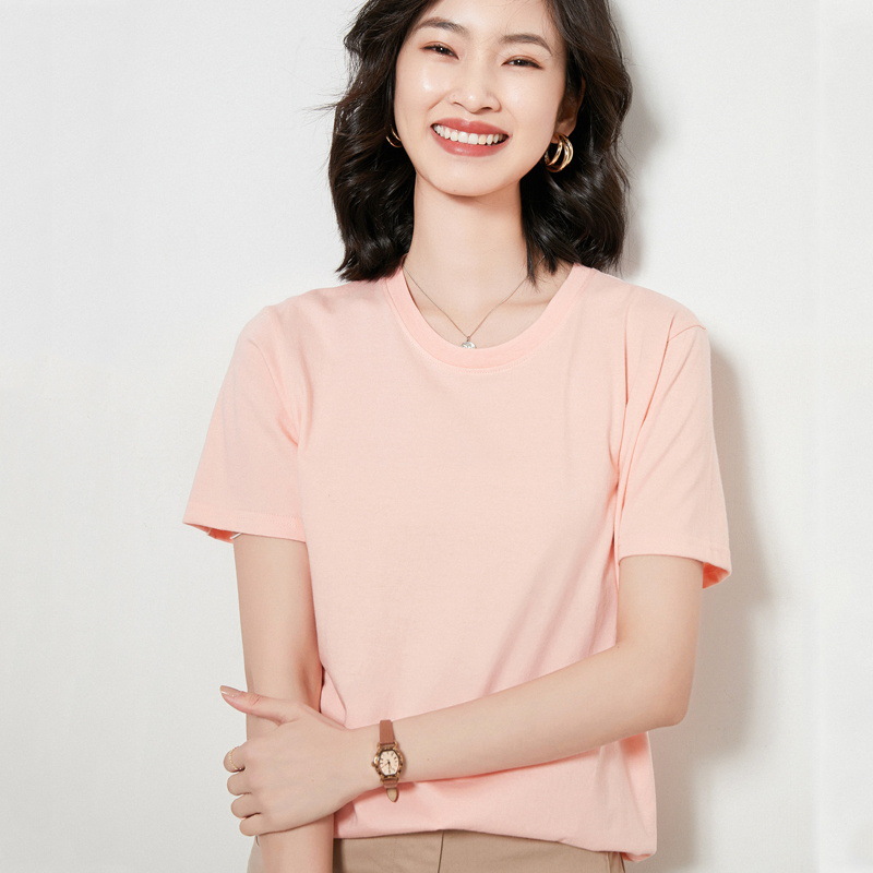 Round neck short sleeve cotton couple t-shirt 148