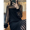 Round neck sweater western style mesh inner knitted bottoming shirt 81