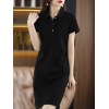 Shirt Collar Cotton A-Line Dress T-Shirt Dress 119