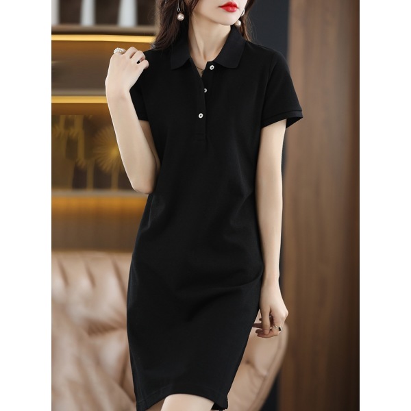 Shirt Collar Cotton A-Line Dress T-Shirt Dress 119