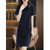 Shirt Collar Cotton A-Line Dress T-Shirt Dress 119