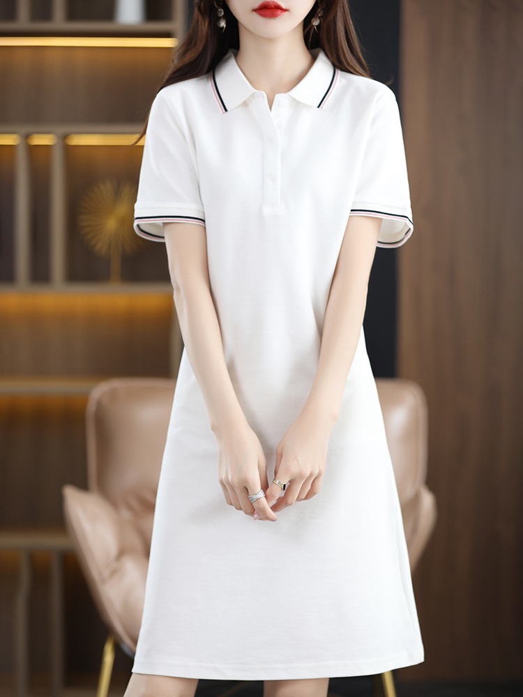 Shirt Collar Cotton A-Line Dress T-Shirt Dress 119