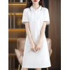 Shirt Collar Cotton A-Line Dress T-Shirt Dress 119