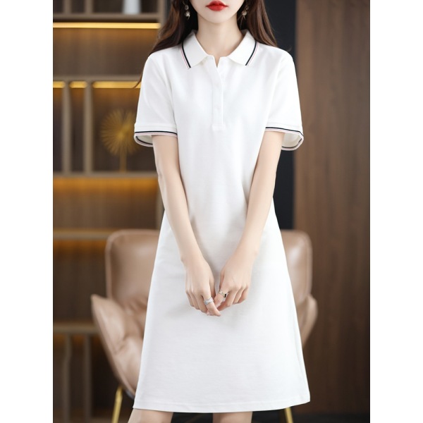 Shirt Collar Cotton A-Line Dress T-Shirt Dress 119