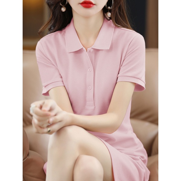 Shirt Collar Cotton A-Line Dress T-Shirt Dress 119