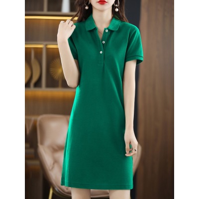 Shirt Collar Cotton A-Line Dress T-Shirt Dress 119