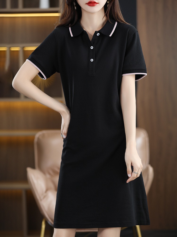 Shirt Collar Cotton A-Line Dress T-Shirt Dress 119