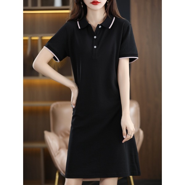 Shirt Collar Cotton A-Line Dress T-Shirt Dress 119