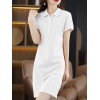 Shirt Collar Cotton A-Line Dress T-Shirt Dress 119