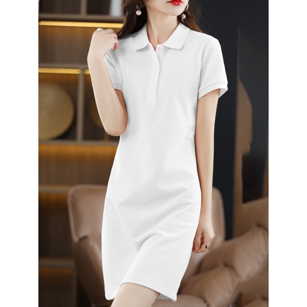 Shirt Collar Cotton A-Line Dress T-Shirt Dress 119