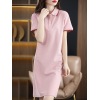 Shirt Collar Cotton A-Line Dress T-Shirt Dress 119