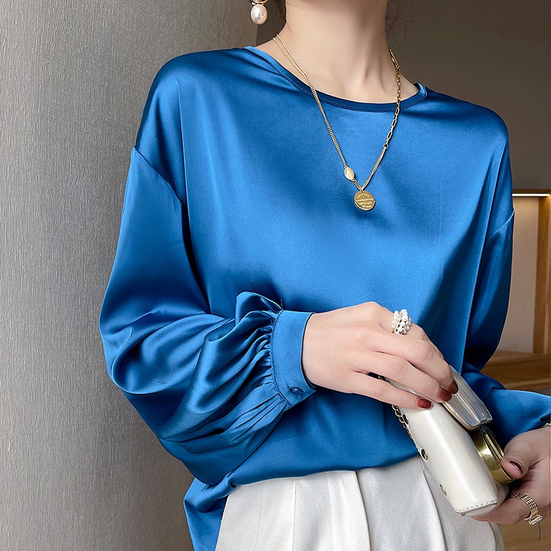 Silk Texture Shirt Long Sleeve Top 13