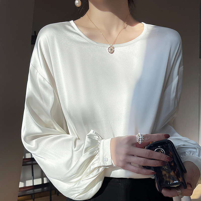 Silk Texture Shirt Long Sleeve Top 13
