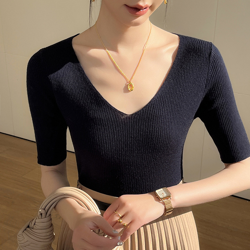 T-shirt women's slim fit thin knitted bottoming shirt 56