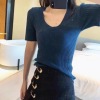 trendy knit bottoming shirt ice silk top 79
