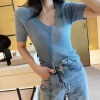 trendy knit bottoming shirt ice silk top 79