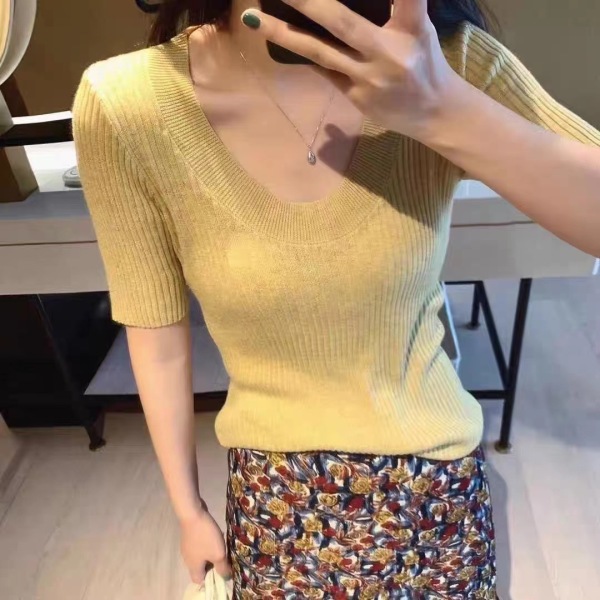 trendy knit bottoming shirt ice silk top 79