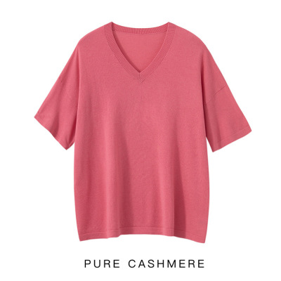 V-neck silk T-shirt women's thin short sleeves 121