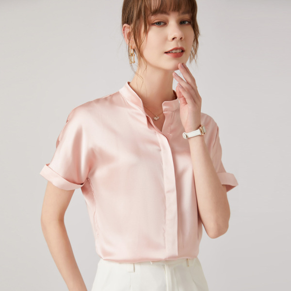 Women's artistic and intellectual temperament solid color shirt 140