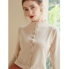 women's stand collar shirt long sleeve cotton shirt 93