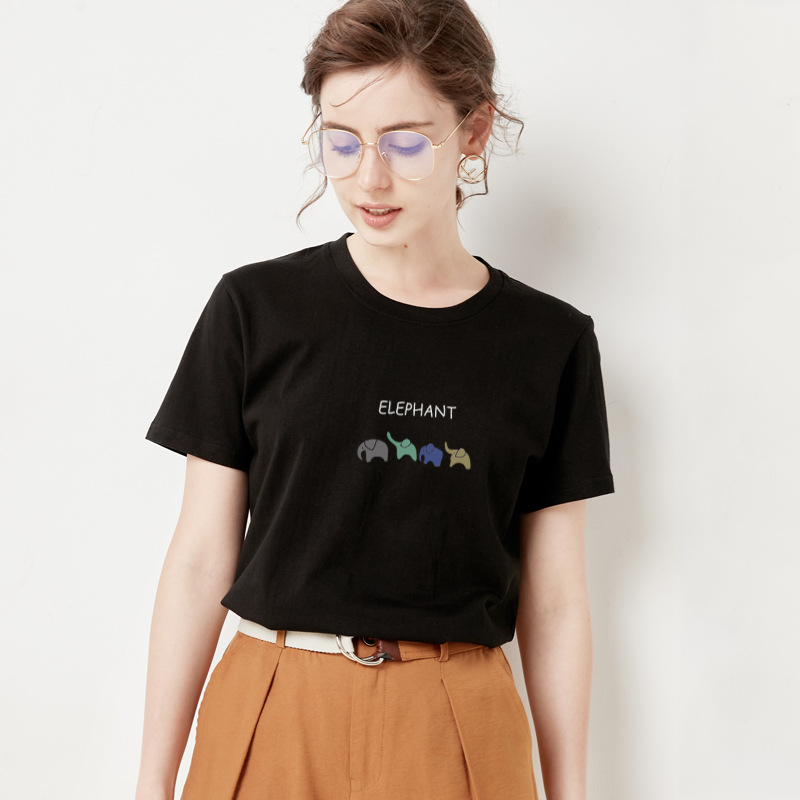 Women's trendy half-sleeve t-shirt pure cotton t-shirt 147