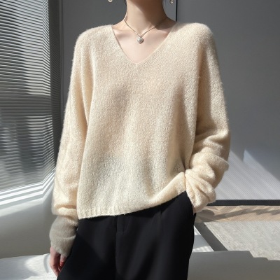 Women's V-neck Silk Lightweight Knitted Blouse 68