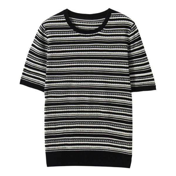  Mulberry silk striped short-sleeved loose casual half-sleeved top 67 