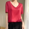 V-neck minimalist silk satin half-sleeve T-shirt 71 